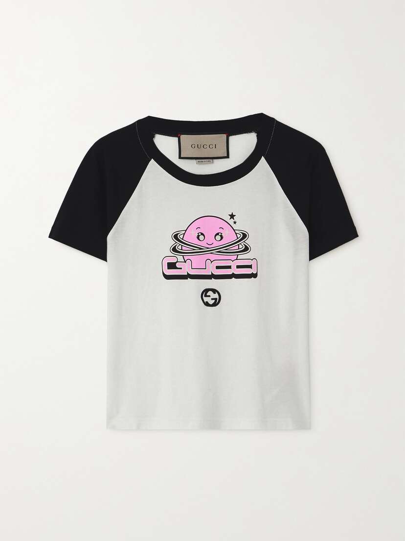 Gucci Cropped Printed Cotton-jersey T-shirt