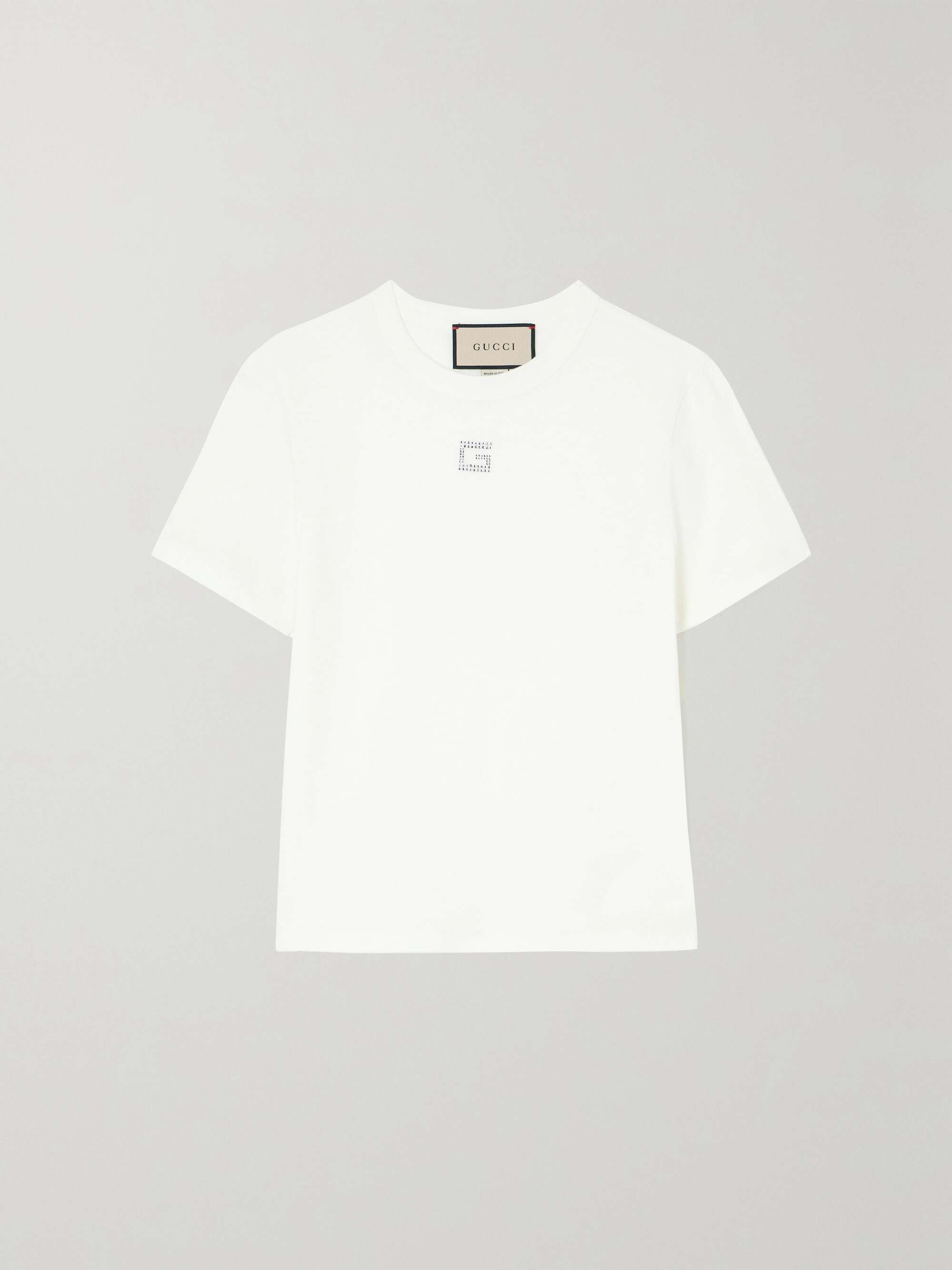 GUCCI Crystal-embellished cotton-jersey T-shirt | NET-A-PORTER