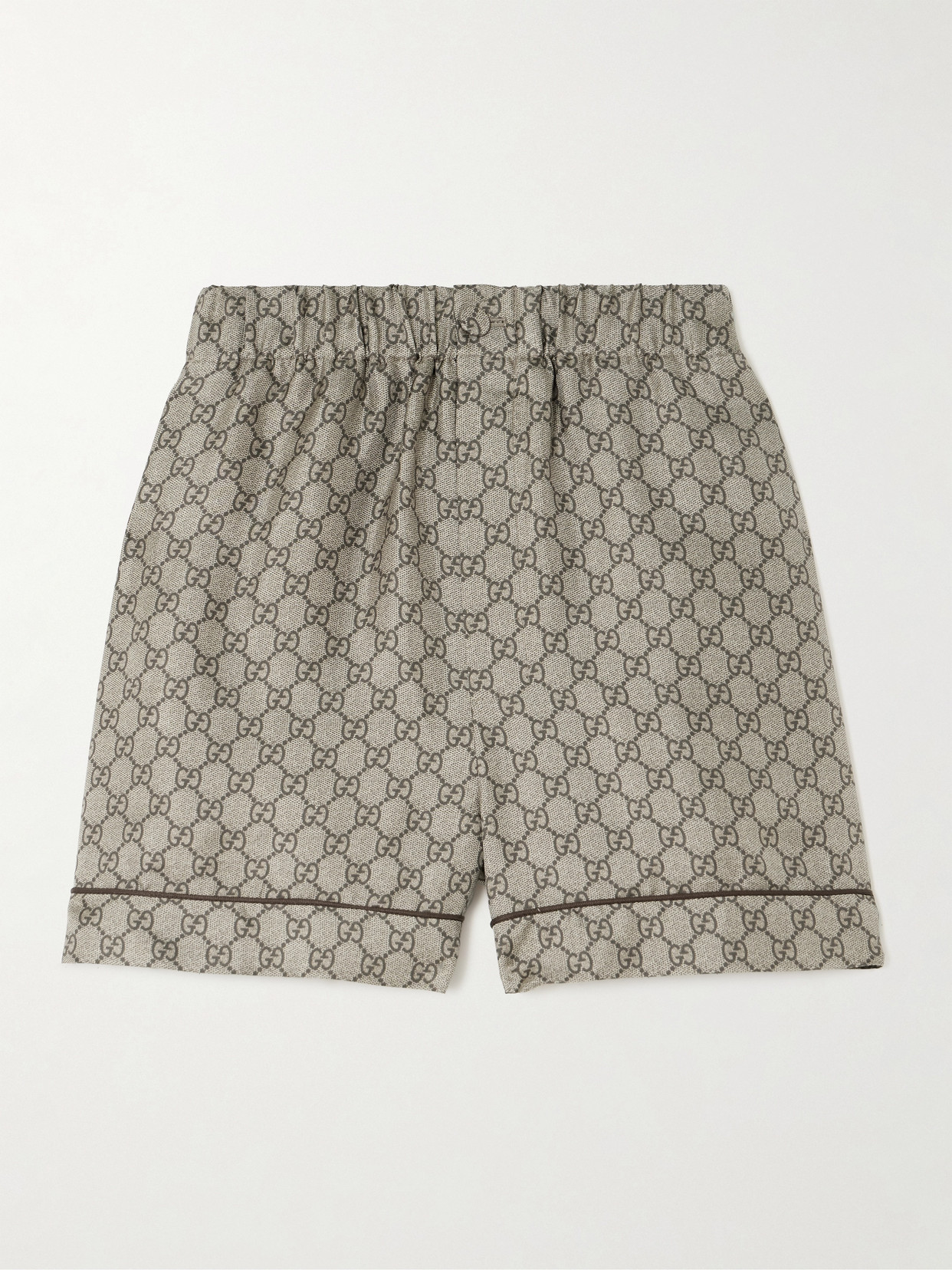 Gucci - Gg Supreme Printed Silk-twill Shorts - Brown