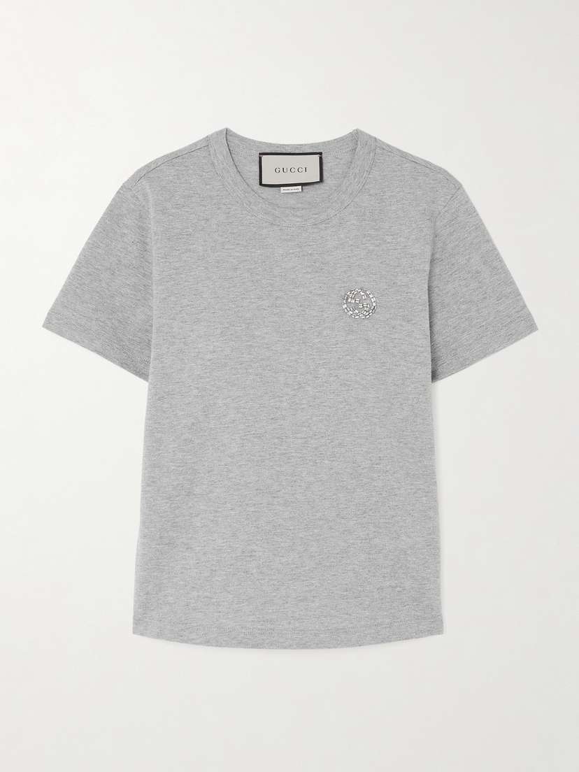 Gucci Crystal-embellished Cotton-jersey T-shirt