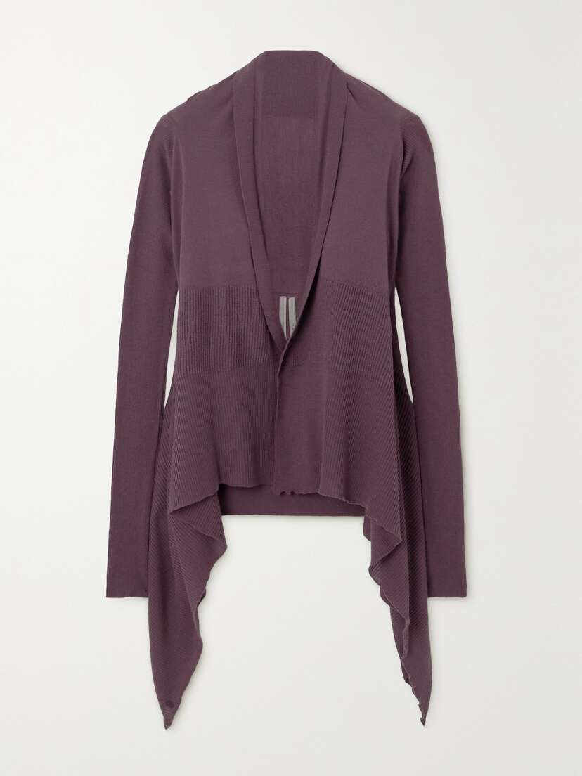 Rick Owens Draped Ribbed Wool Cardigan