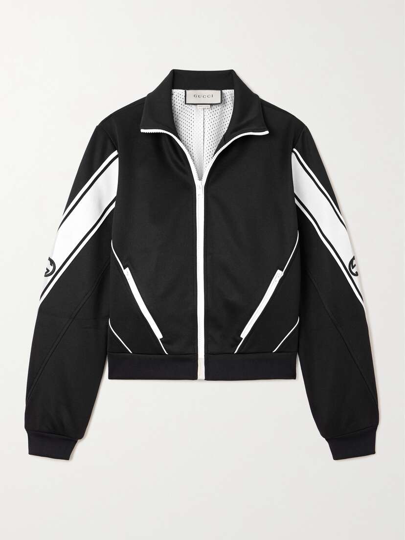 Gucci Embroidered Webbing-trimmed Jersey Jacket