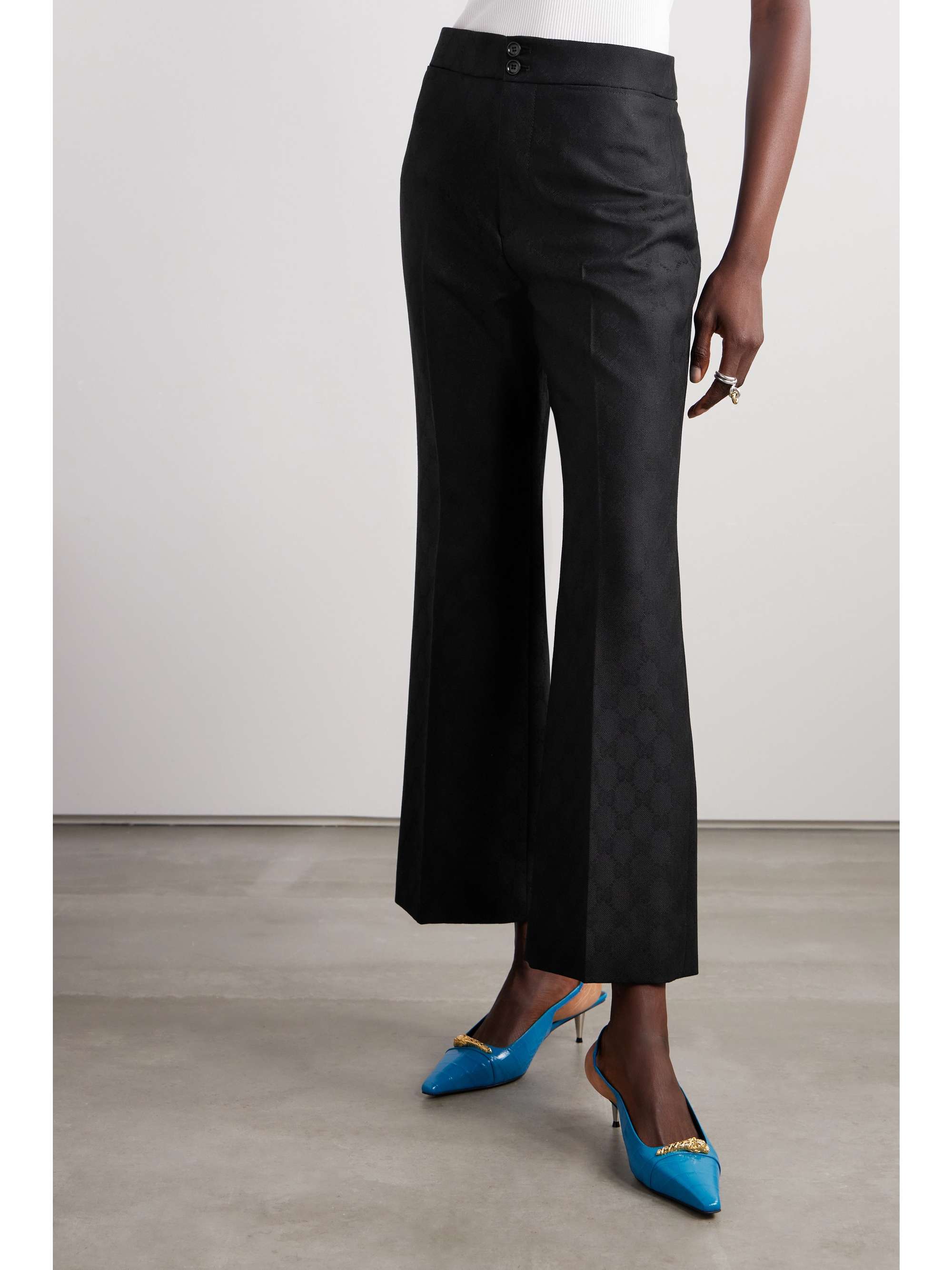 GUCCI Cropped wool-jacquard bootcut pants | NET-A-PORTER
