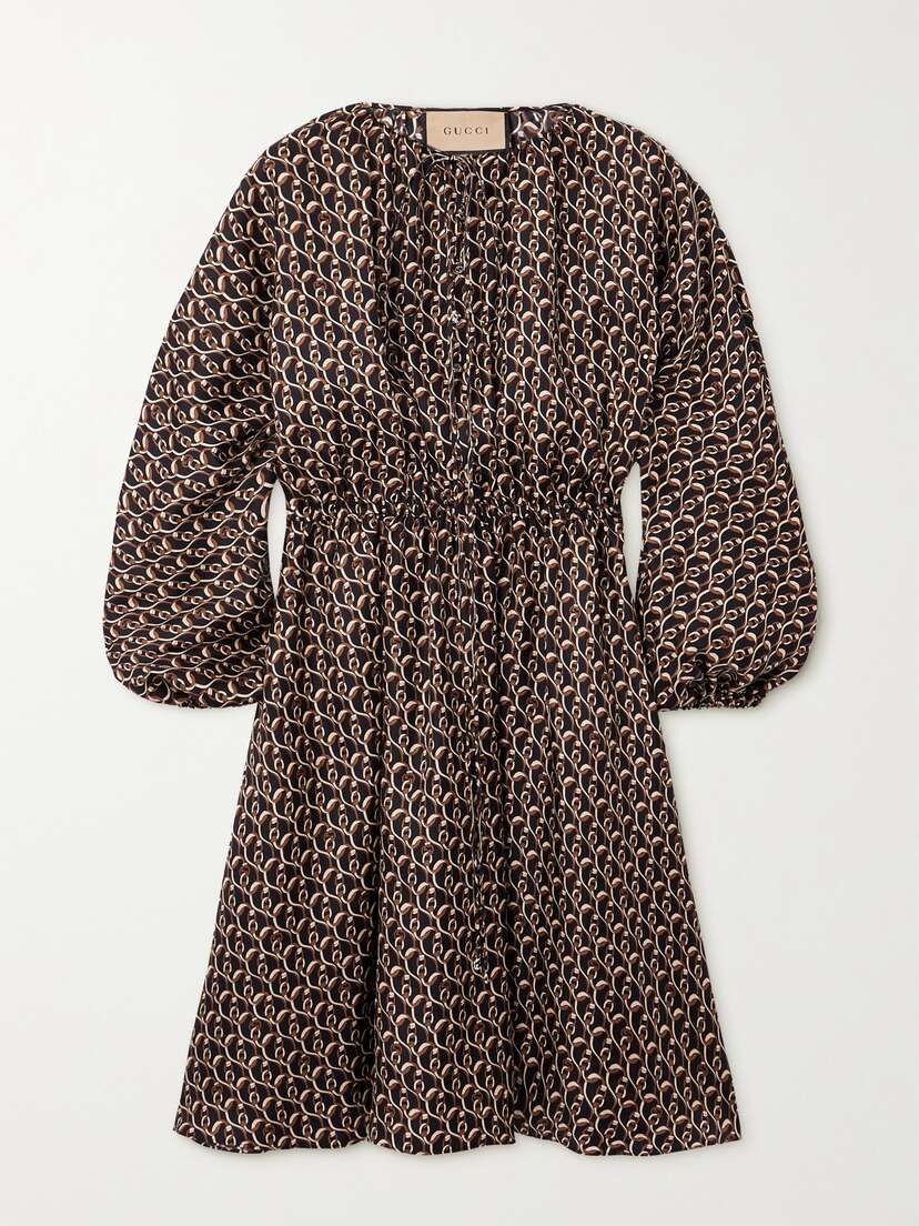 Gucci Printed Silk-twill Mini Dress