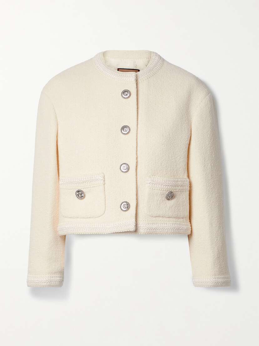 Gucci Cropped Embroidered Wool-blend Bouclé Jacket