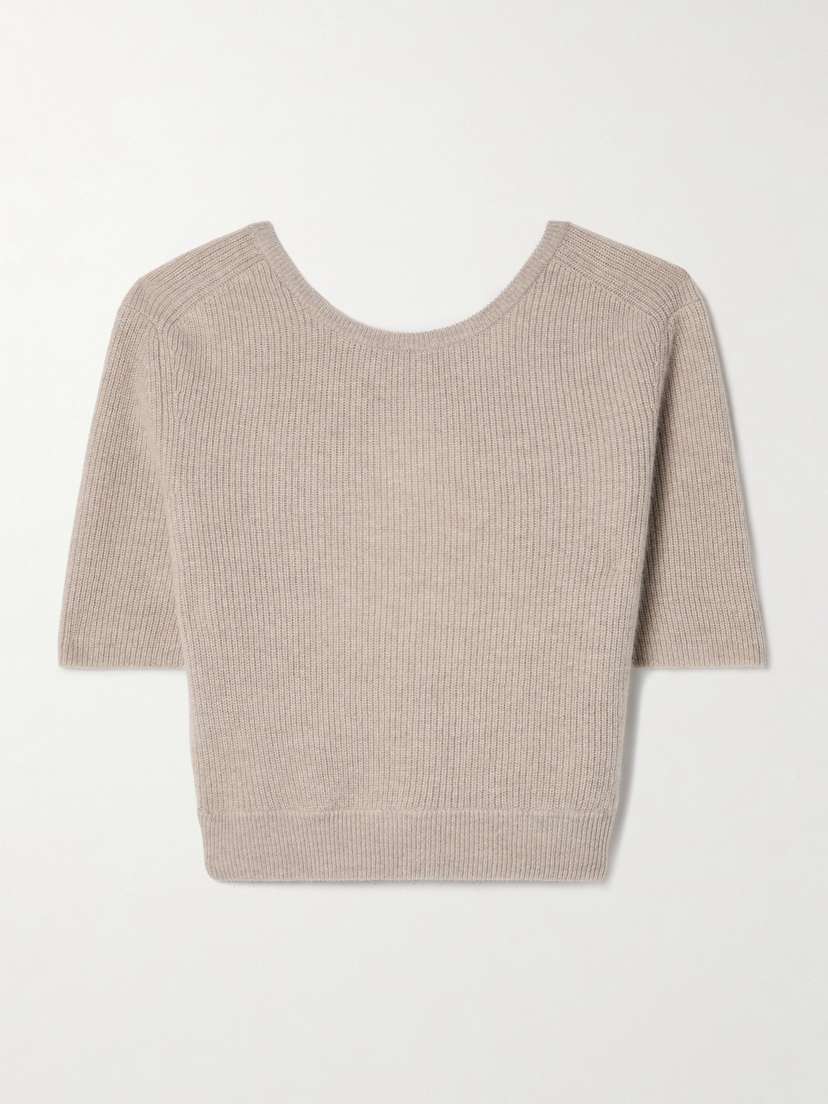 Lisa Yang Josefina Open-back Ribbed Cashmere T-shirt