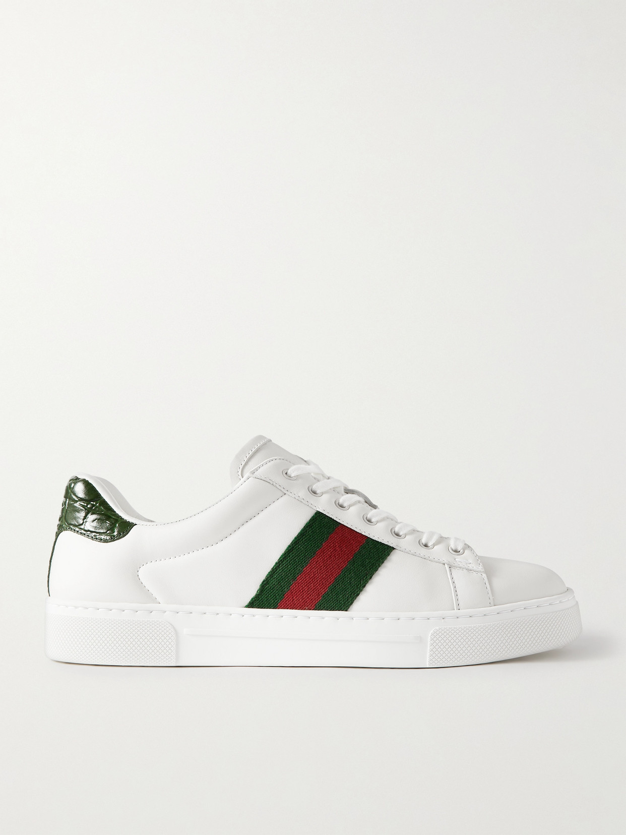 Gucci Ace Webbing-trimmed Leather Trainers In White