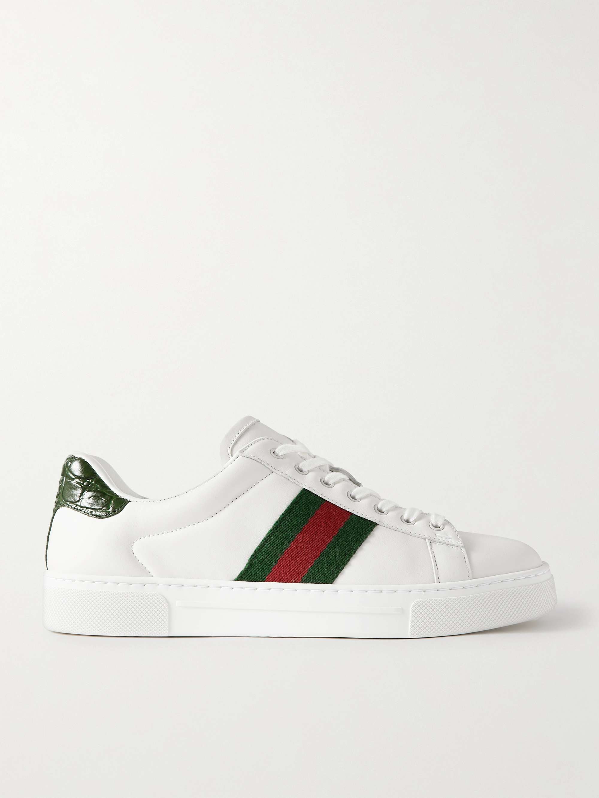 GUCCI Ace webbing-trimmed leather sneakers | NET-A-PORTER