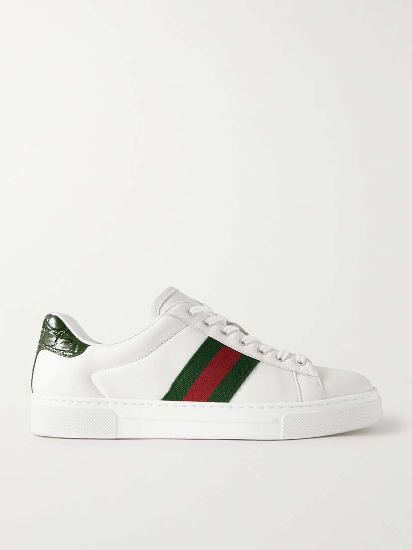 Gucci Ace Webbing-trimmed Leather Sneakers