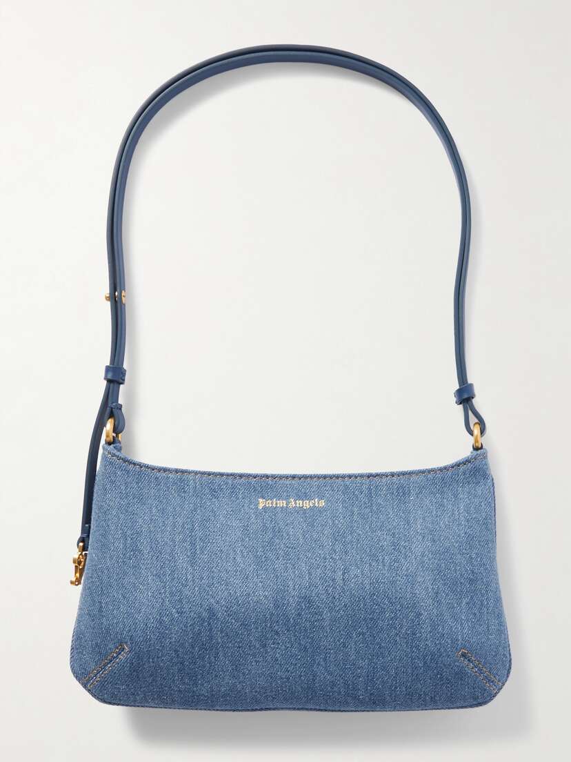 Palm Angels Giorgina Leather-trimmed Denim Shoulder Bag