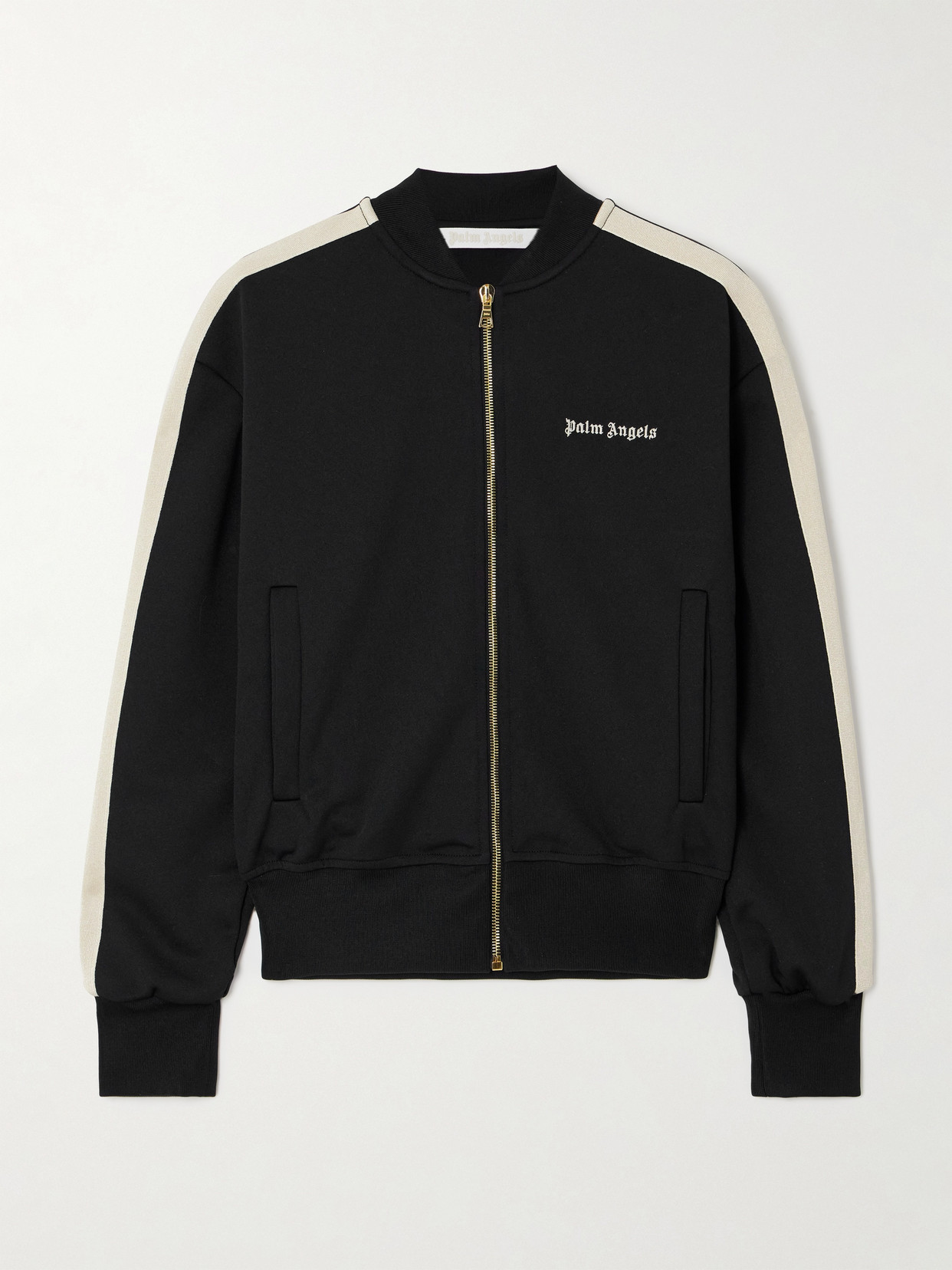 Palm Angels Logo Printed Zipped Track Jacket In Black