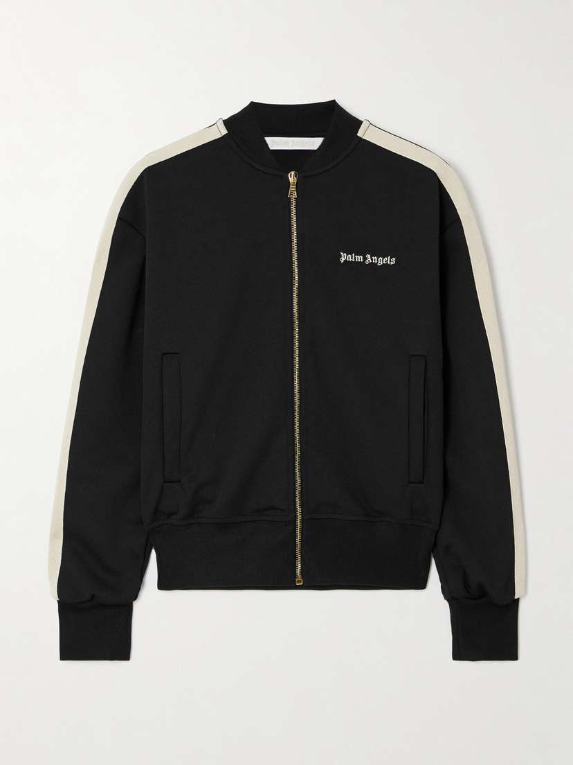 Palm Angels Embroidered Striped Jersey Bomber Jacket