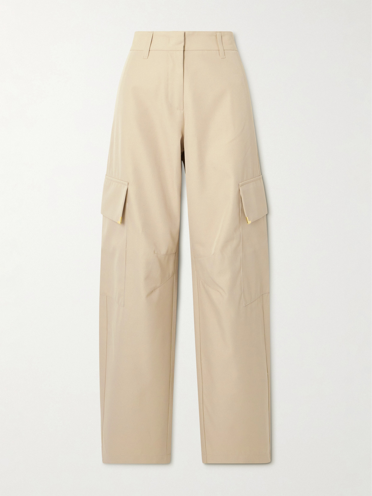 Palm Angels Embellished Twill Boyfriend Cargo Trousers In Neutrals