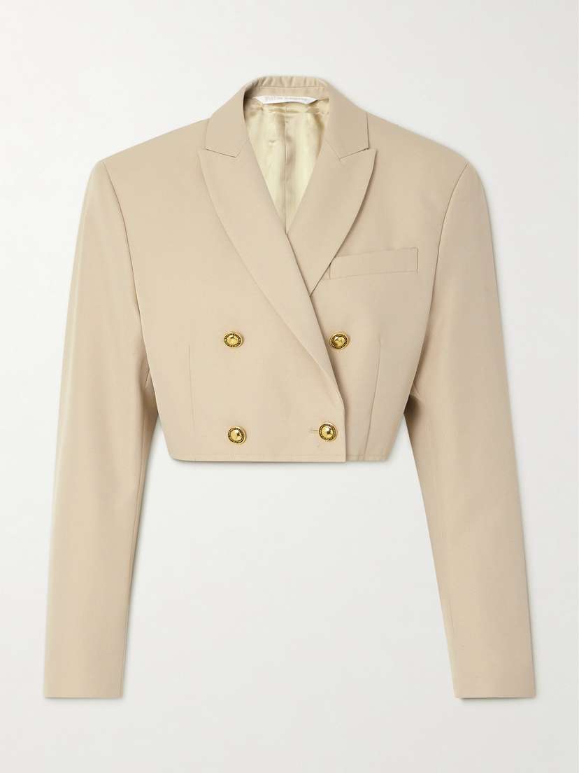 Palm Angels Double-breasted Cropped Twill Blazer