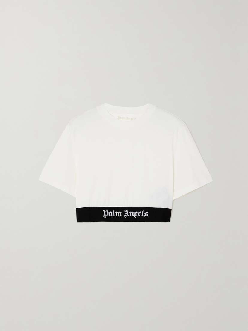 Palm Angels Cropped Logo-print Cotton-jersey T-shirt