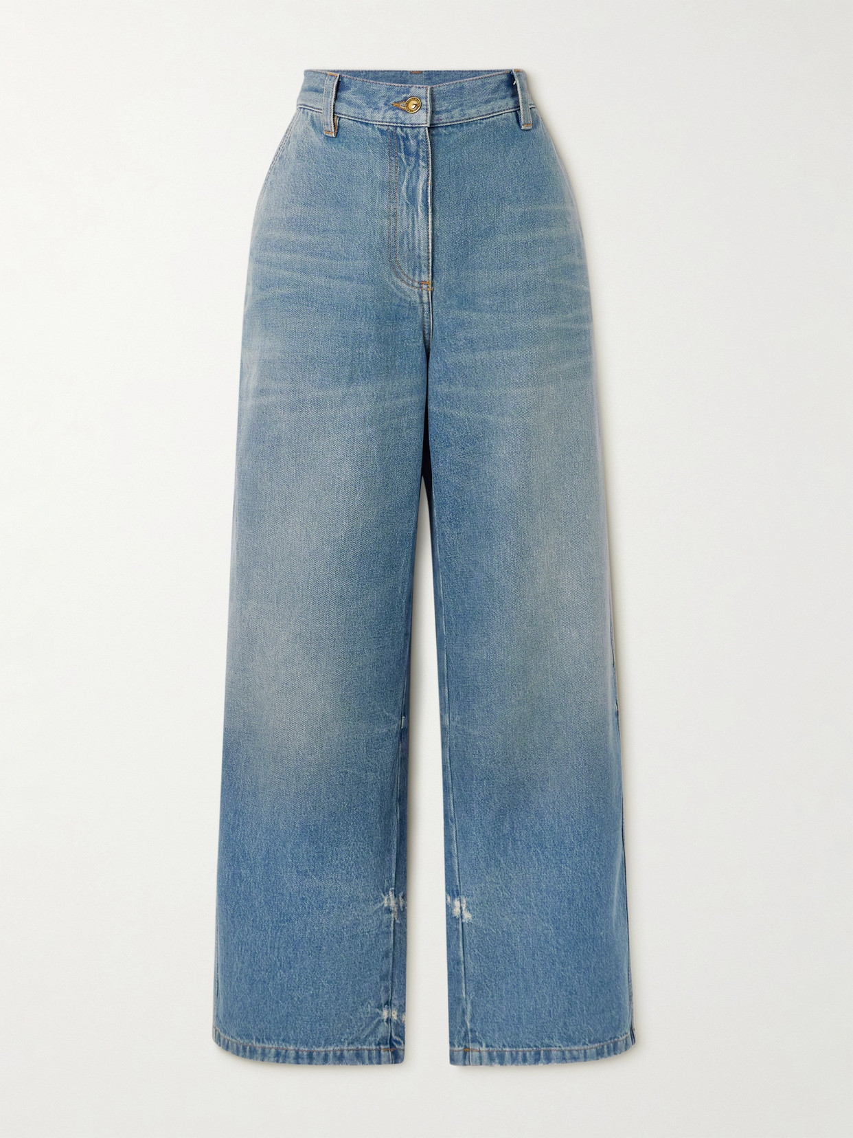 Palm Angels - Distressed High-rise Boyfriend Jeans - Blue