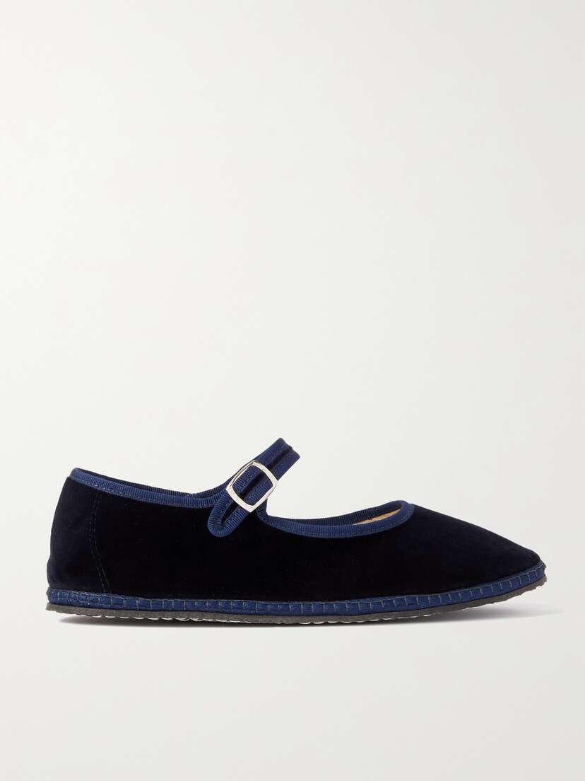 Vibi Venezia Grosgrain-trimmed Velvet Mary Jane Slippers