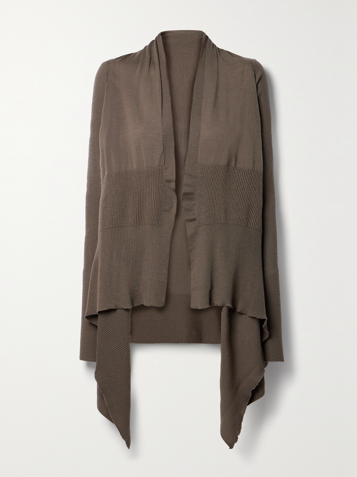 Rick Owens - Asymmetric Ribbed Wool Cardigan - Neutrals