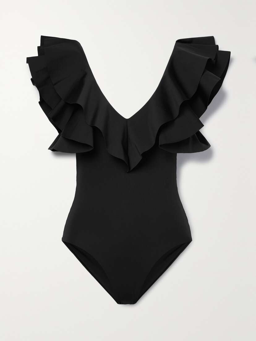 Maygel Coronel + Net Sustain Santa Ruffled Swimsuit