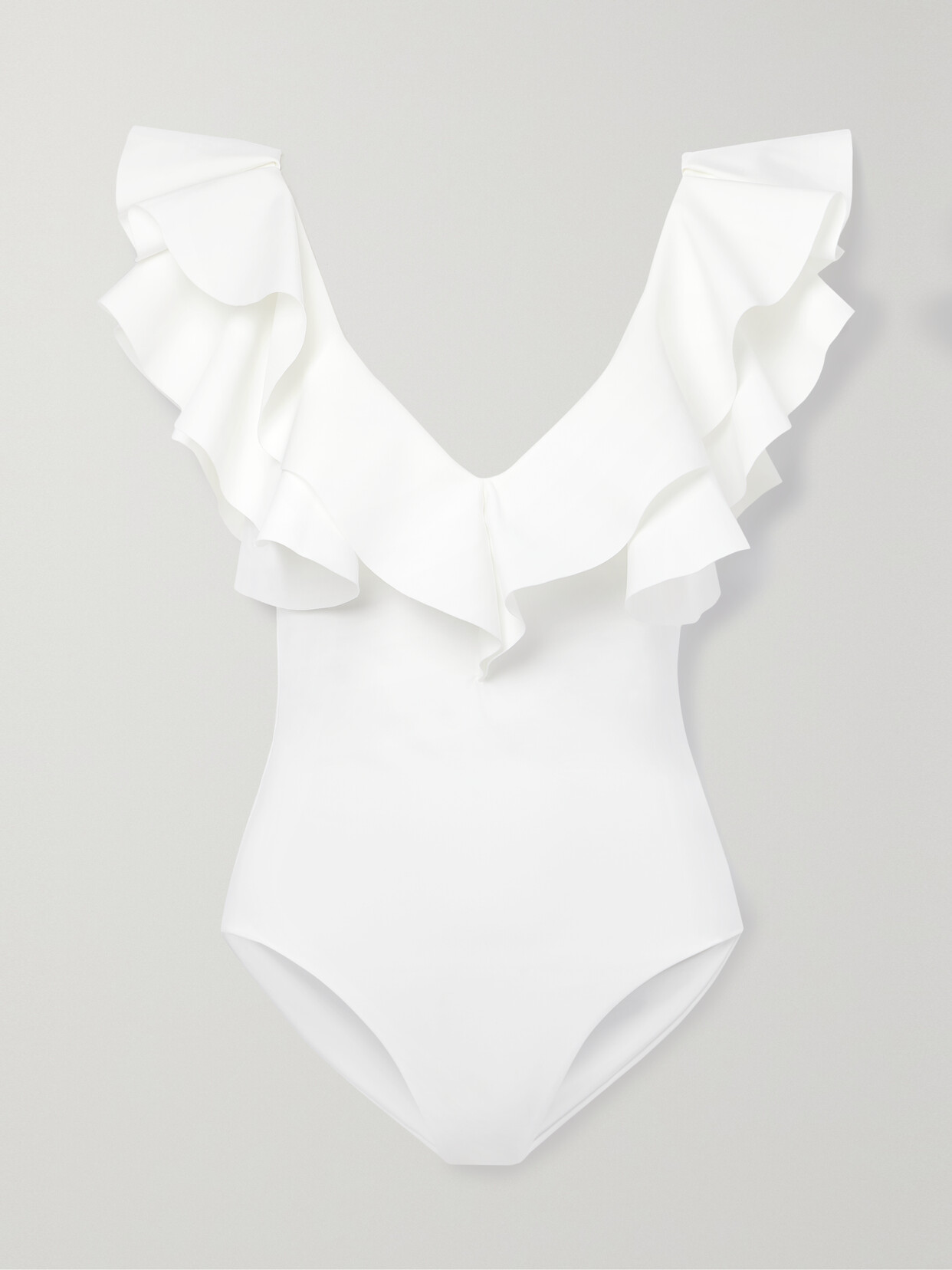 Maygel Coronel - + Net Sustain Santa Ruffled Swimsuit - White