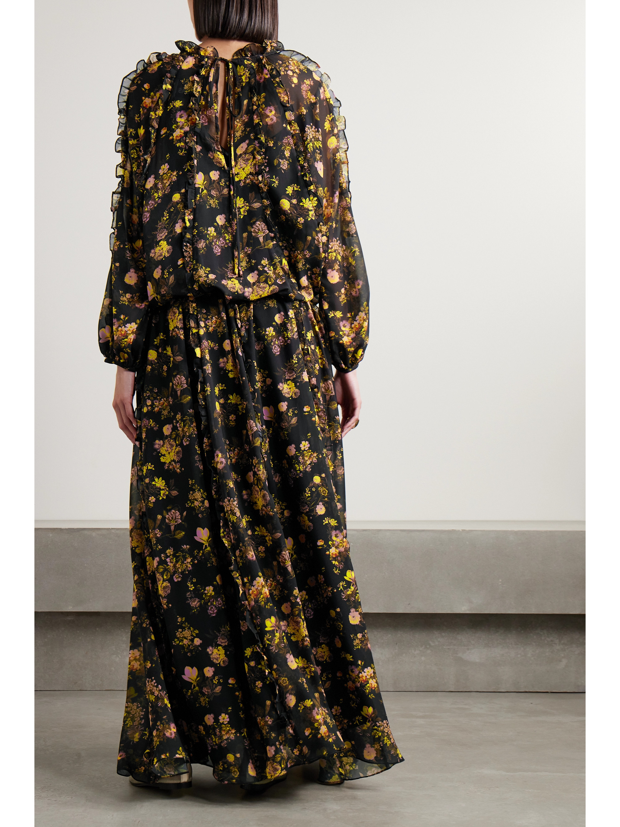 Kika Vargas + NET SUSTAIN Grace ruffled floral-print chiffon maxi dress