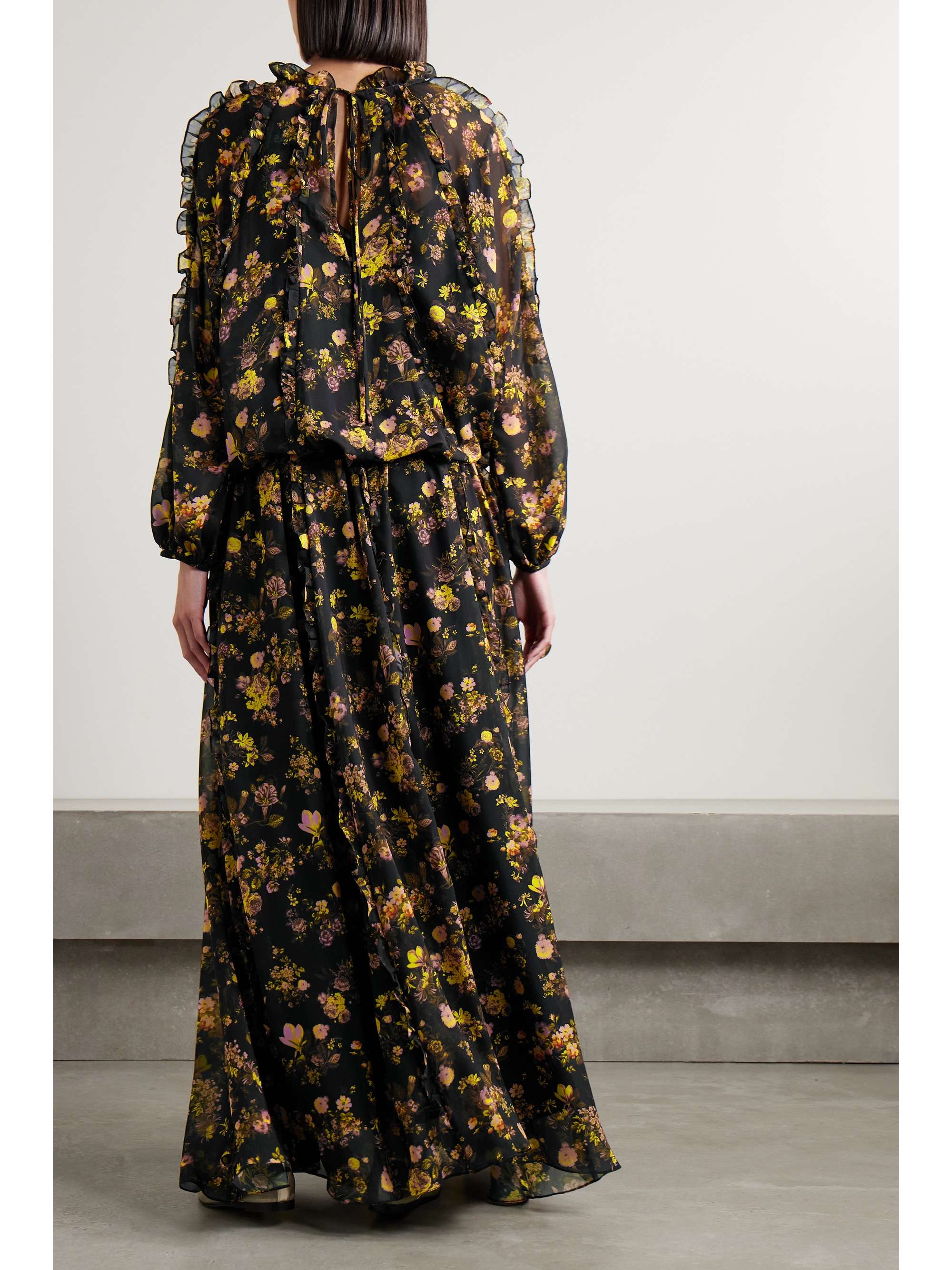 KIKA VARGAS Grace ruffled floral-print chiffon maxi dress | NET-A-PORTER