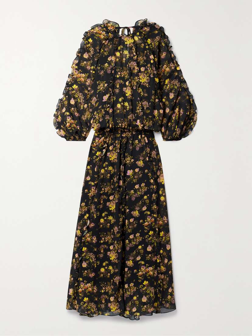 Kika Vargas + Net Sustain Grace Ruffled Floral-print Chiffon Maxi Dress