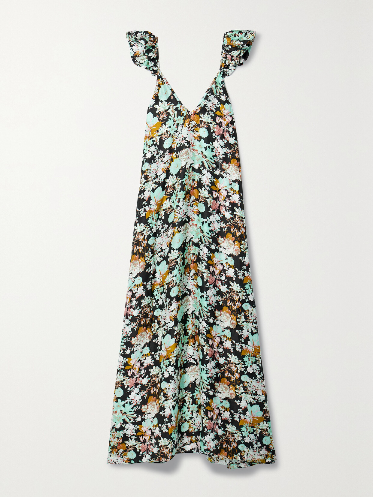 Kika Vargas - Rafaella Floral-print Silk-twill Maxi Dress - Green