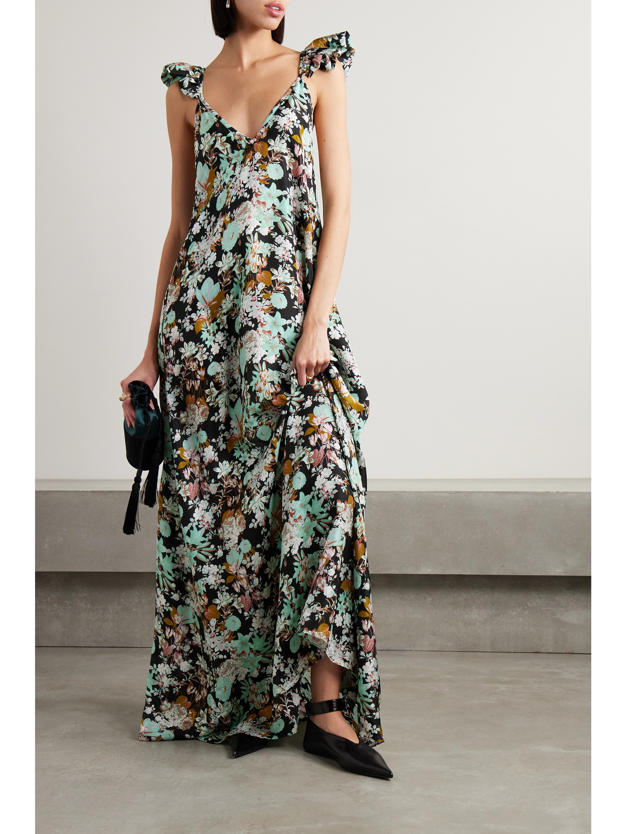 Kika Vargas + NET SUSTAIN Rafaella floral-print silk-twill maxi dress