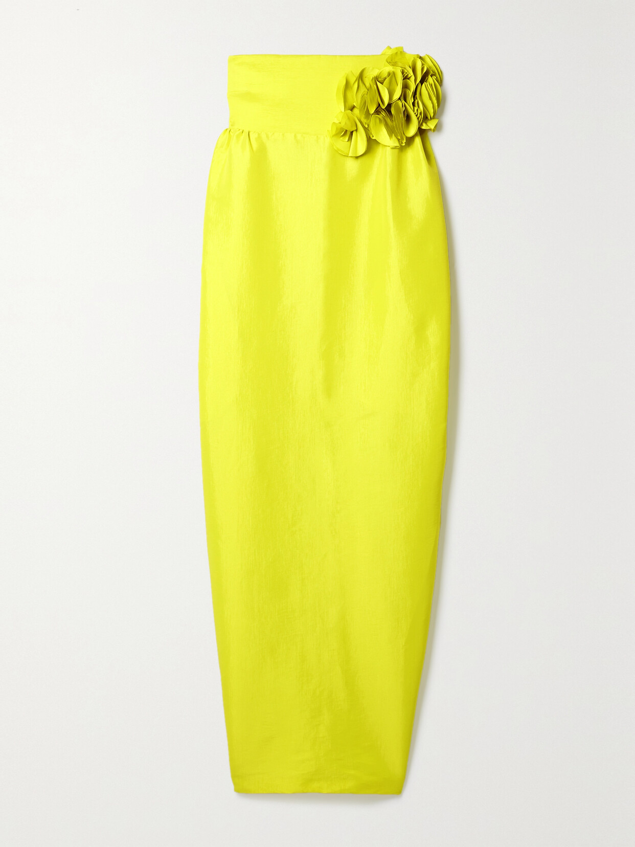 Kika Vargas - Rosseta Strapless Appliquéd Dupioni Midi Dress - Yellow