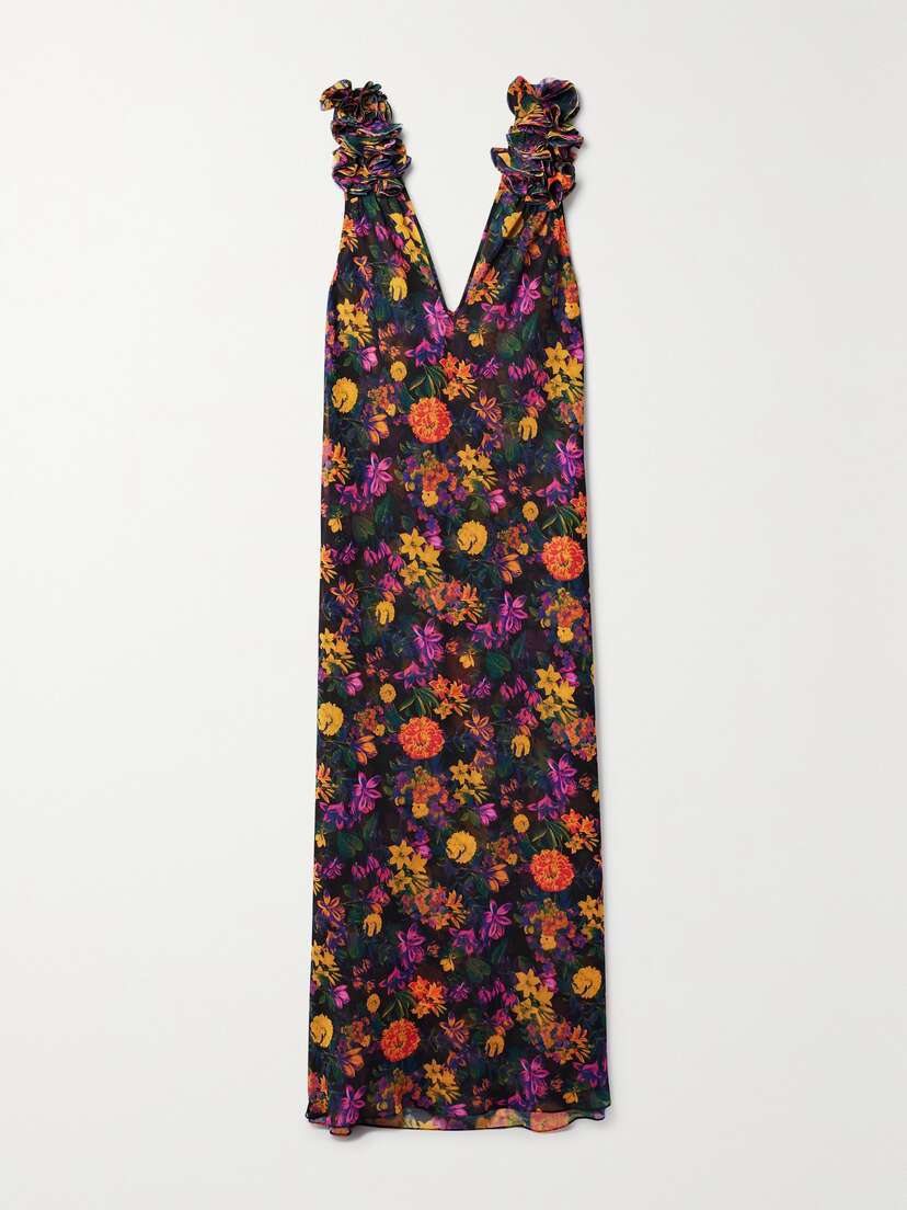 Kika Vargas + Net Sustain Dionne Ruffled Floral-print Chiffon Maxi Dress