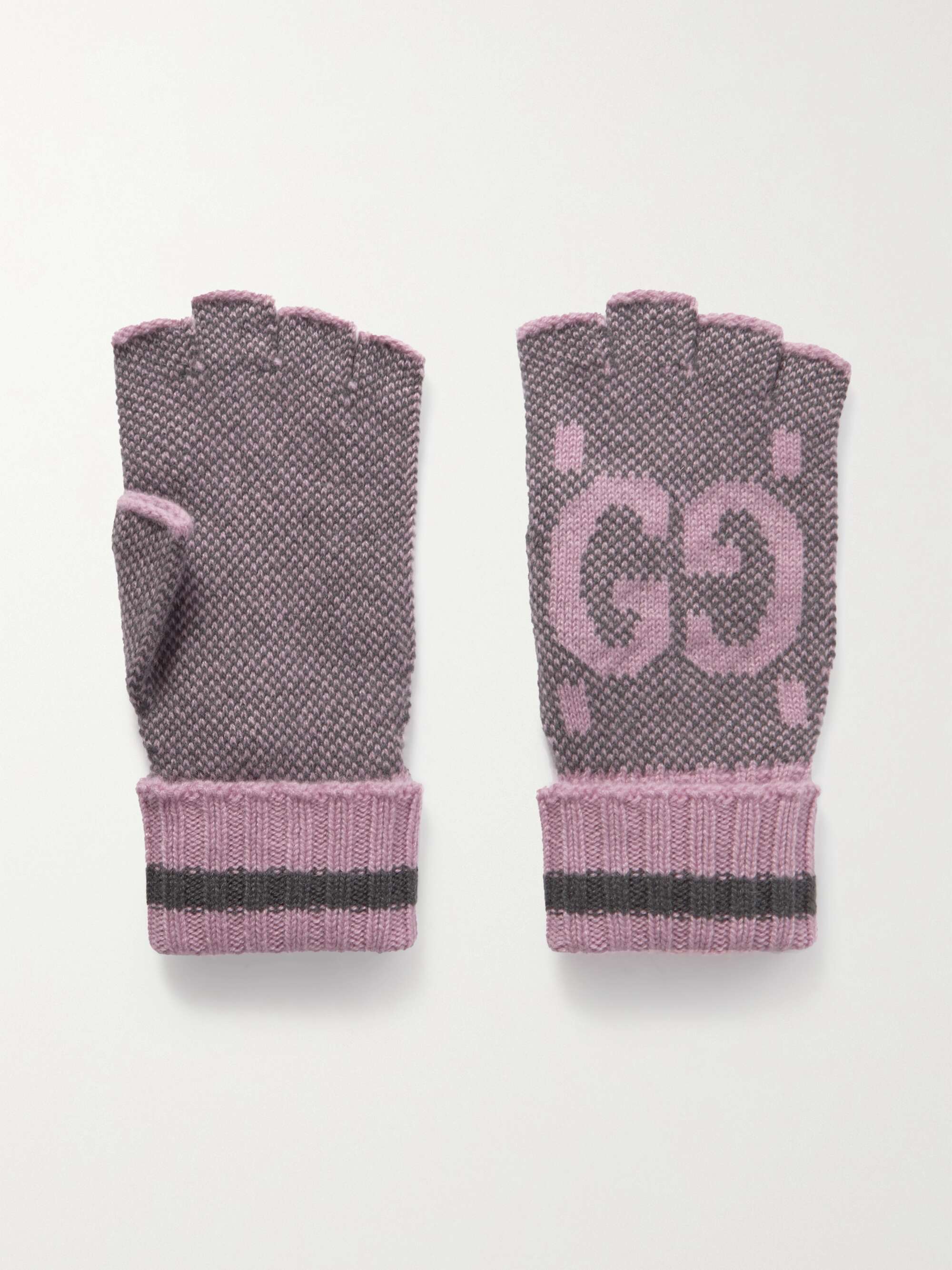 GUCCI Cashmerejacquard fingerless gloves NETAPORTER