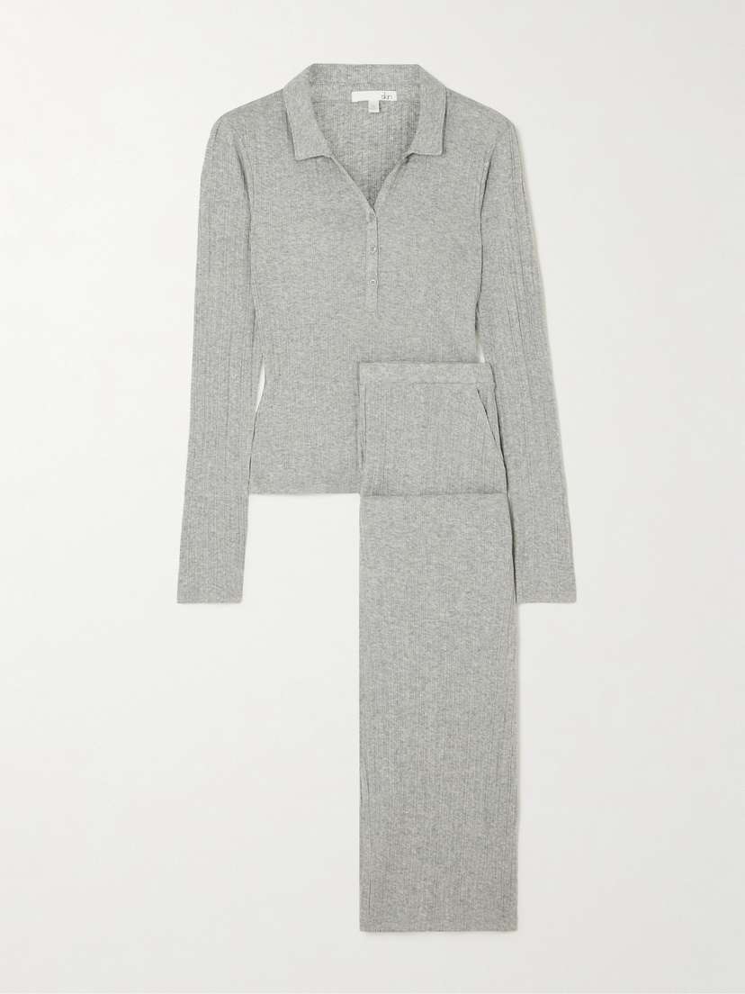 Skin Rainey Ribbed Pima Cotton-jersey Pajama Set