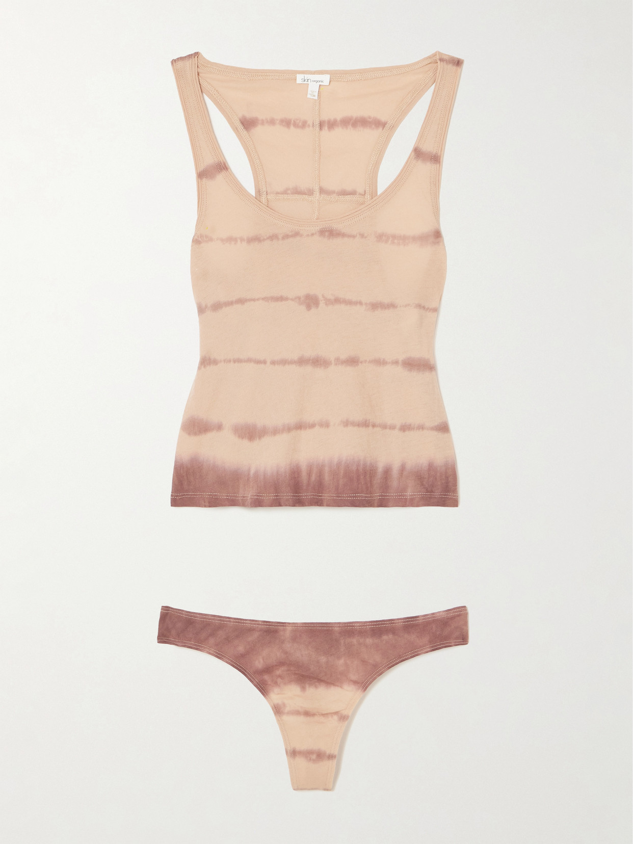 Skin Tie-dyed Organic Pima Cotton-jersey Tank And Thong Set In Multi