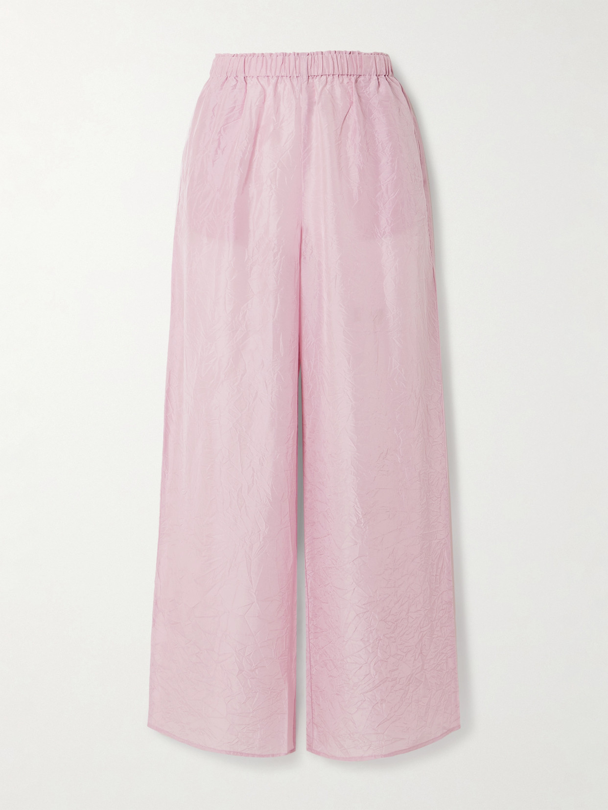 Skin Tatum Crinkled Silk-habotai Pajama Pants In Pink