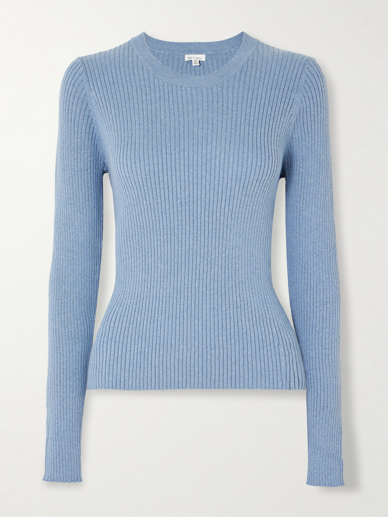 Skin - Macey Ribbed Organic Cotton And Cashmere-blend Sweater - Blue