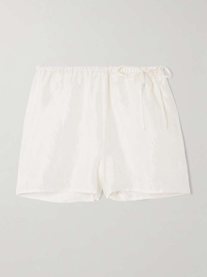 Skin Tina Tie-detailed Crinkled Silk-habotai Pajama Shorts