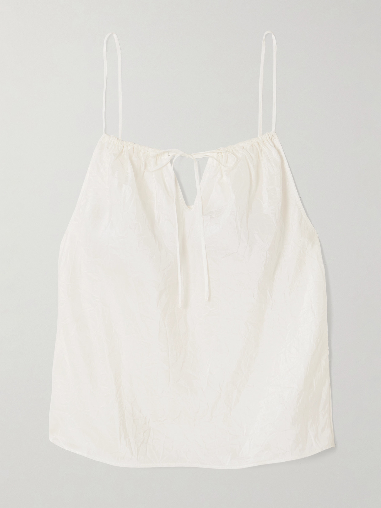 Skin - Tali Tie-detailed Crinkled Silk-habotai Camisole - Off-white