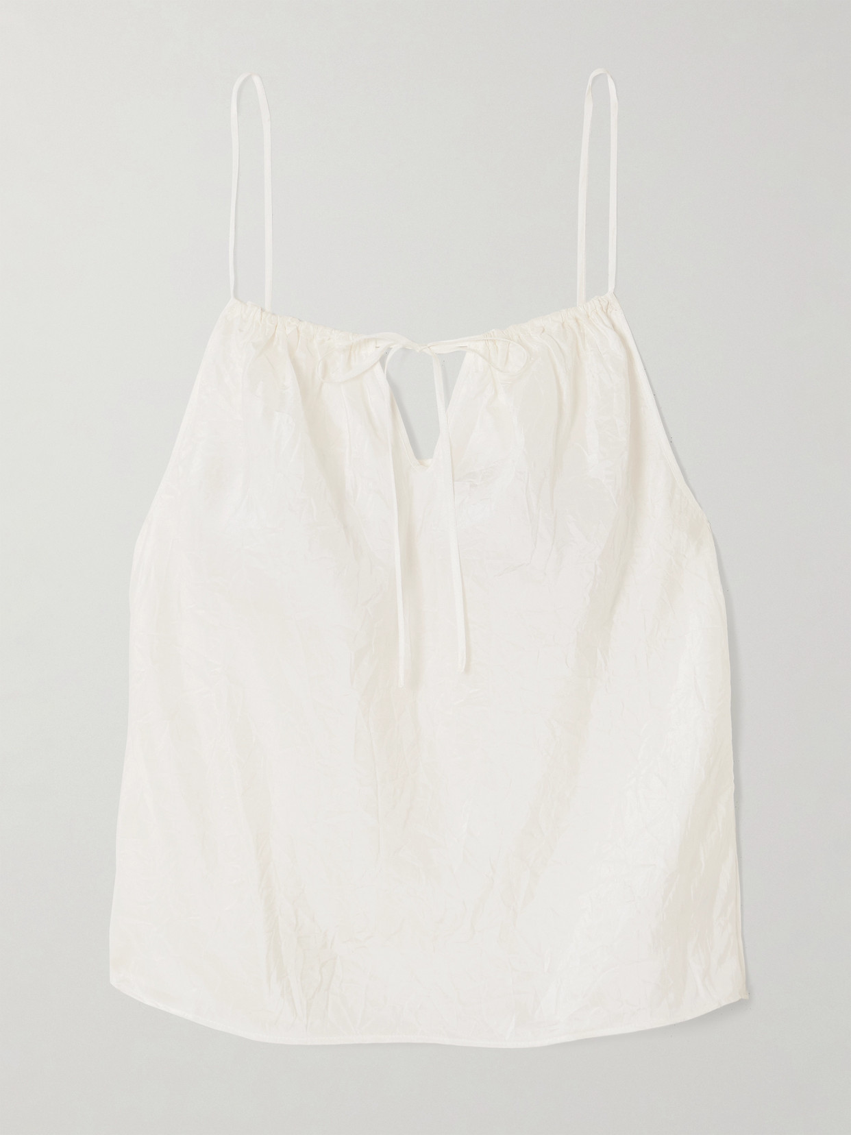 Skin Tali Tie-detailed Crinkled Silk-habotai Camisole In Off-white