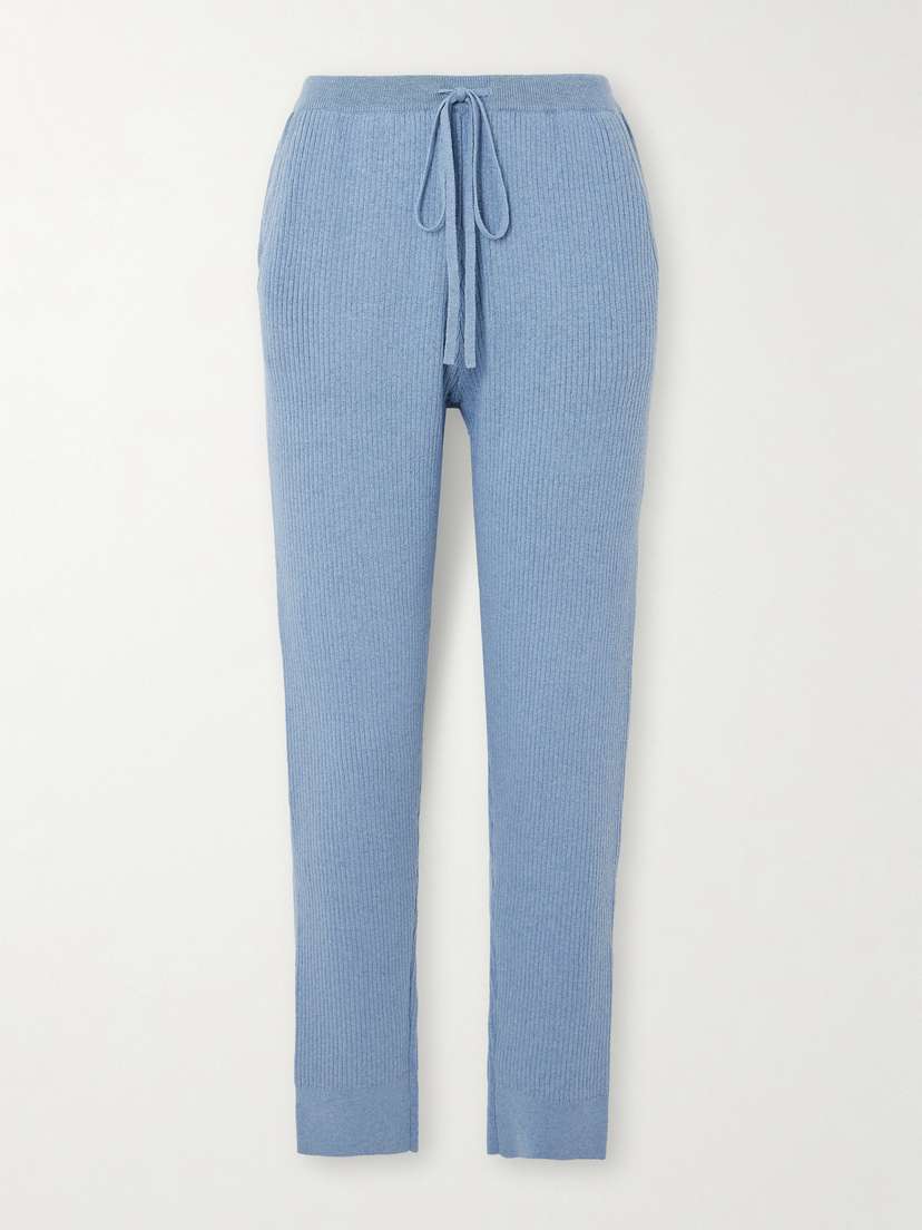 Skin Maite Ribbed Organic Cotton And Cashmere-blend Track Pants