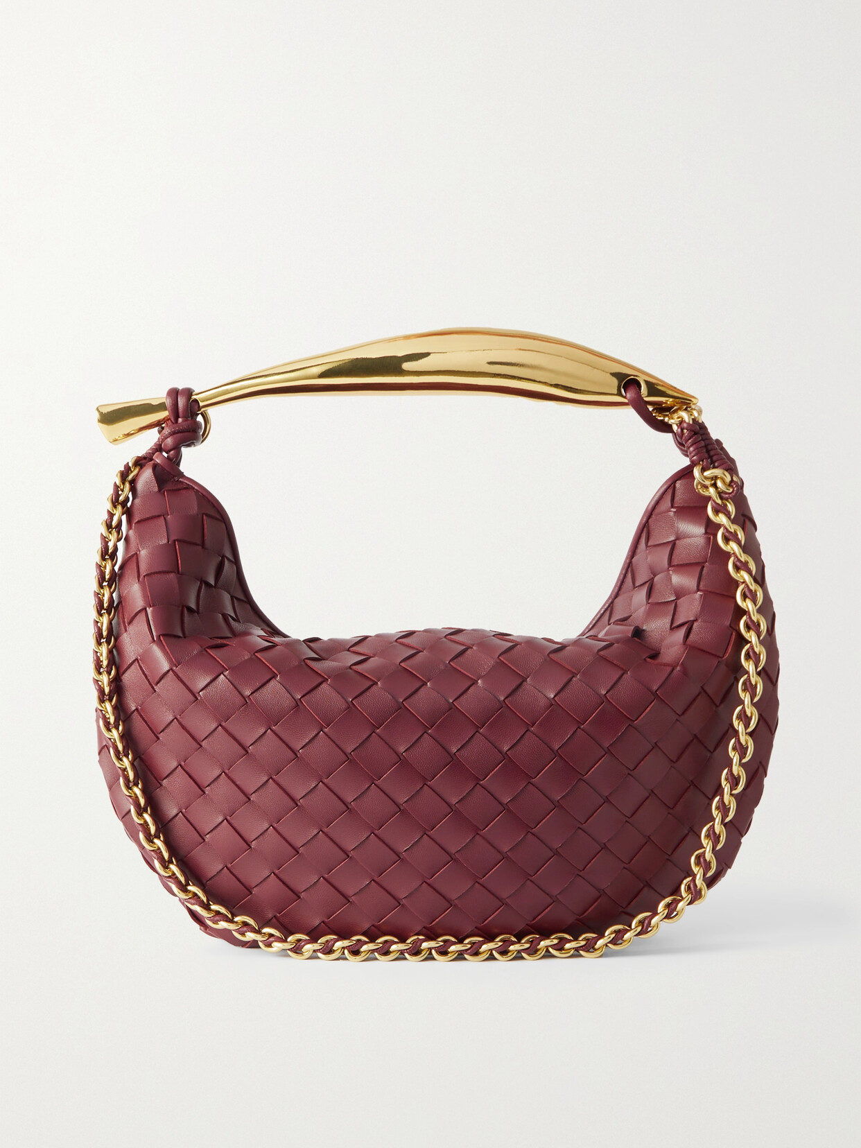 Bottega Veneta - Sardine Small Intrecciato Leather Shoulder Bag - Burgundy