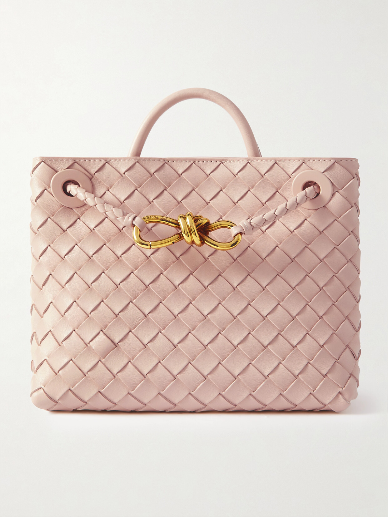 Bottega Veneta Andiamo Small Intrecciato Leather Tote In Pink