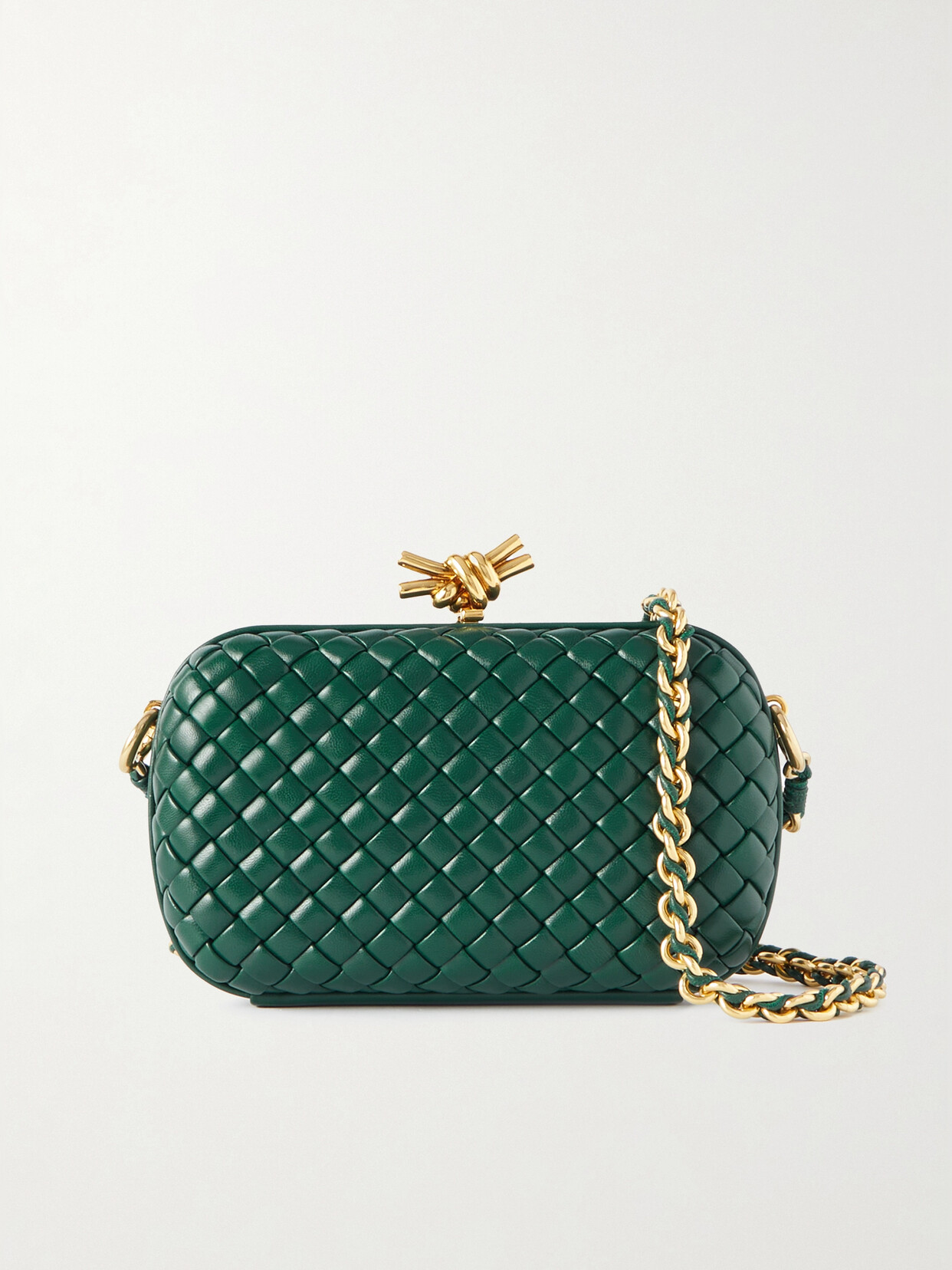 Bottega Veneta - Chain Knot With Chain Intrecciato Leather Shoulder Bag - Green