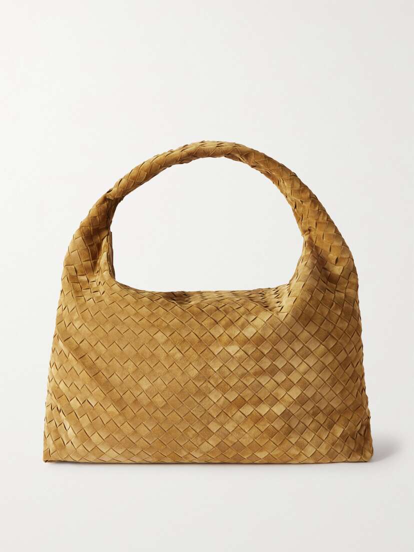 Bottega Veneta Large Hop Intrecciato Suede Shoulder Bag