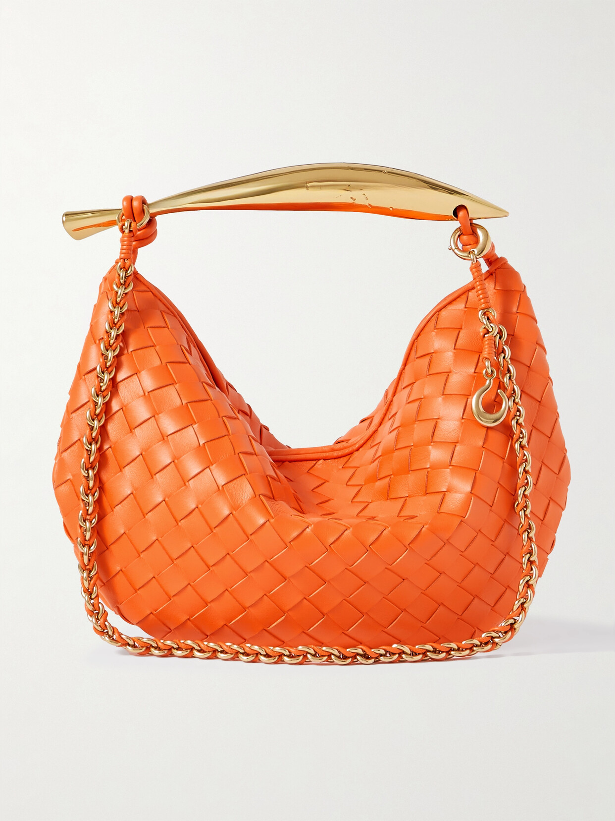 Bottega Veneta Sardine Small Intrecciato Leather Shoulder Bag In Orange