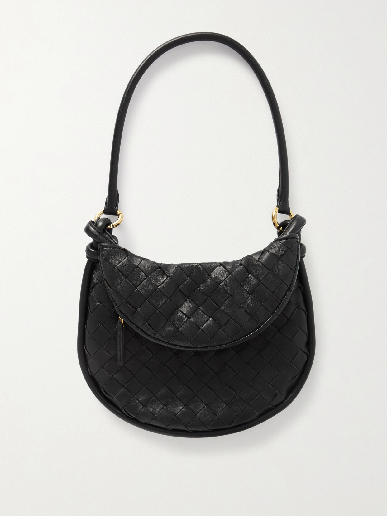 Bottega Veneta Gemelli Small Intrecciato Leather Shoulder Bag In Black