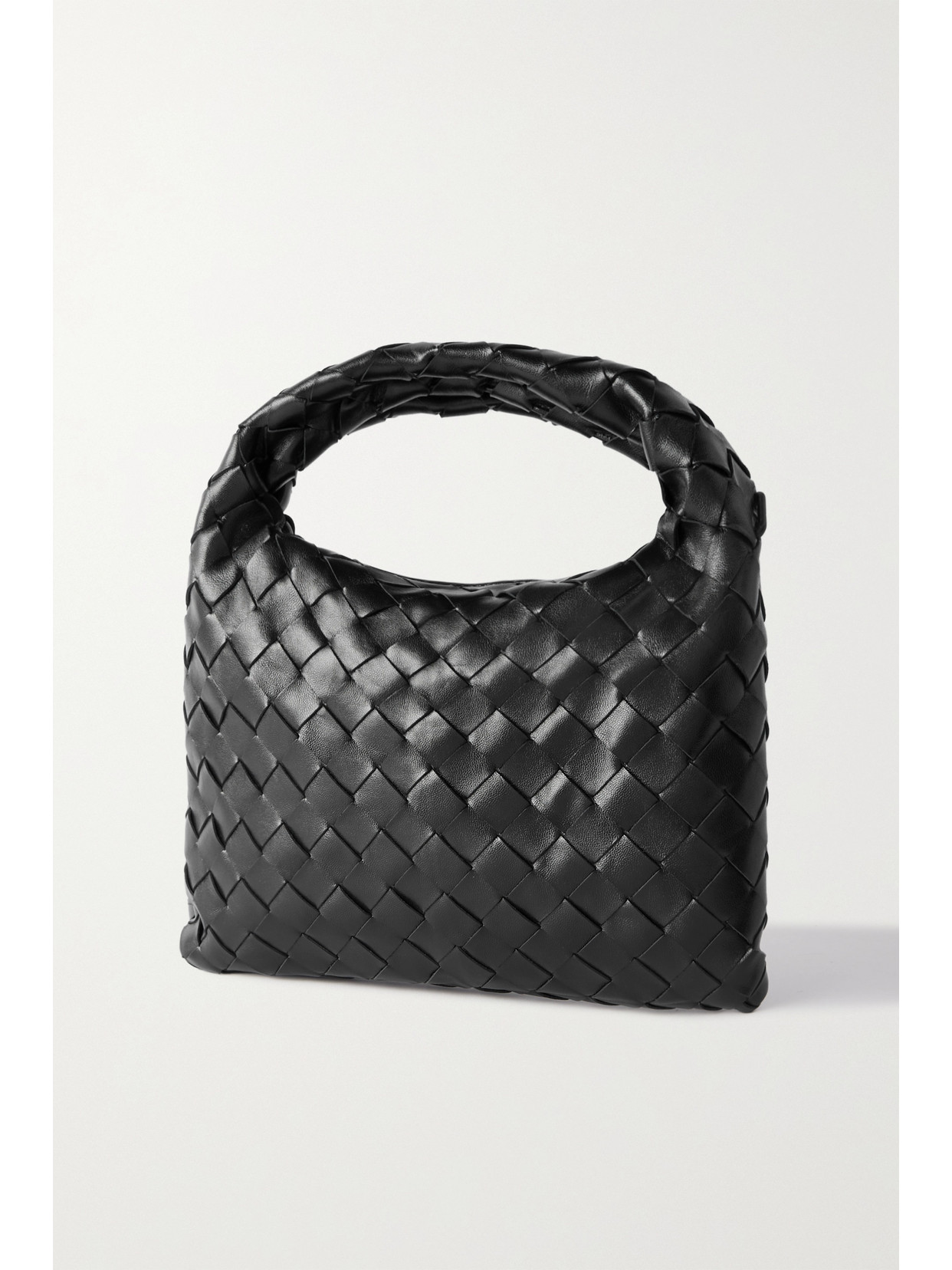 Bottega Veneta Mini Hop Intrecciato Leather Shoulder Bag In Black