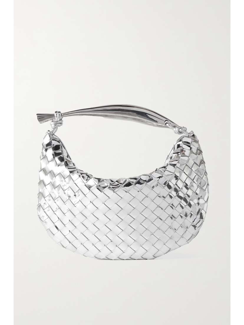 Bottega Veneta Sardine Small Intrecciato Metallic Leather Tote