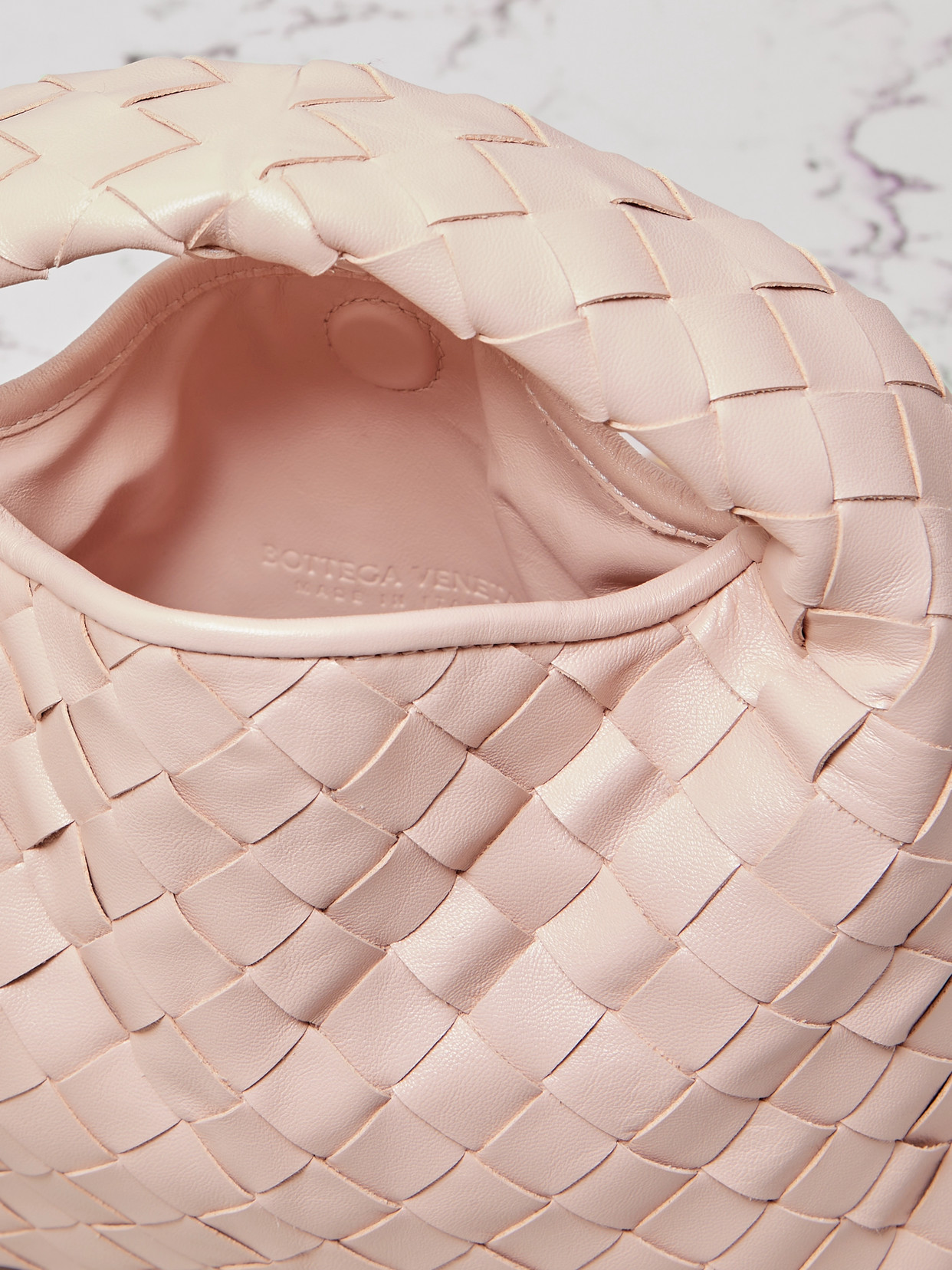 Bottega Veneta Mini Hop Intrecciato Leather Shoulder Bag In Pink