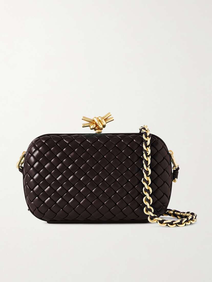 Bottega Veneta Chain Knot With Chain Intrecciato Leather Shoulder Bag